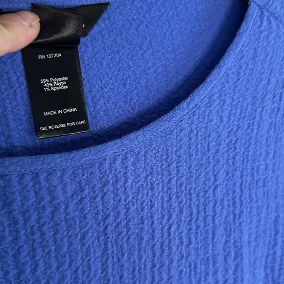 NEW Ali Miles Purple Periwinkle Tunic Top Small Buttons Artsy Lagenlook Gauzy - Picture 6 of 7